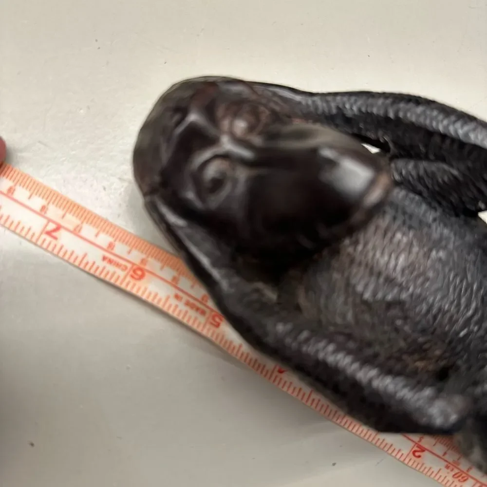 Vintage | Hand Carved ebony wood “HEAR NO EVIL” monkey wooden statue 6.5” - Picture 9 of 11